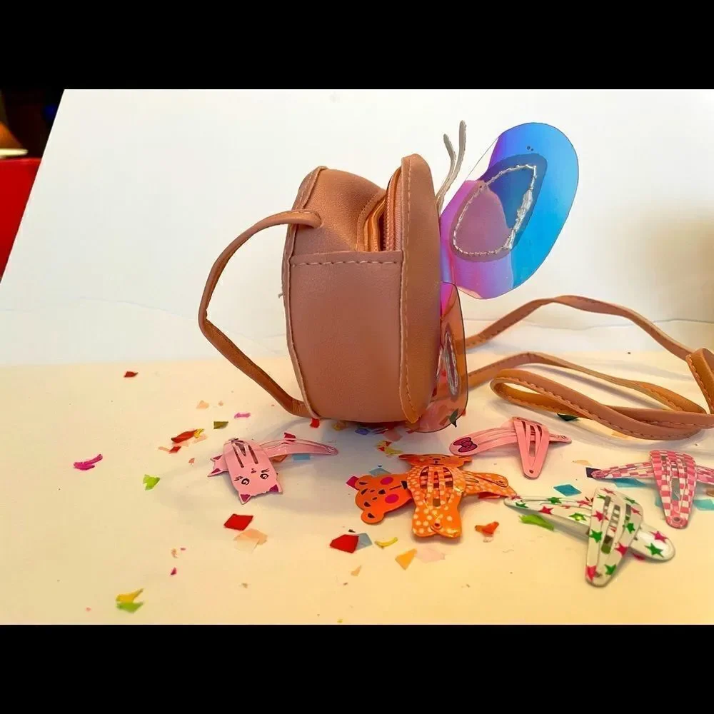 Girl’s‎ Glitter Butterfly Shaped Bag with Coordinating Hair Clips